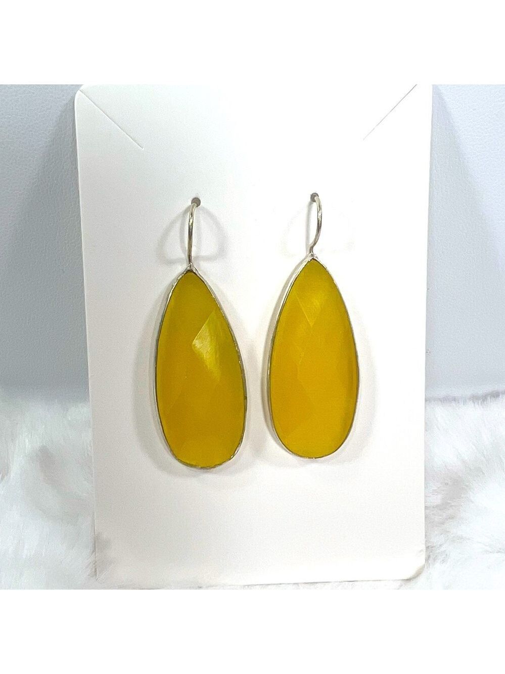 Yellow Onyx 925 Synthetic Earrings